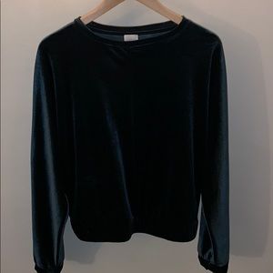 Emerald green velvet sweater